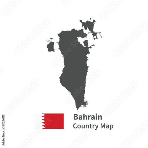 Bahrain Country map Flag illustration on whtie background
