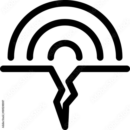 Earthquake Wave Icon Cracked Ground Symbol