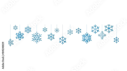 Dancing Snowflakes: A delicate display of individual snowflake designs gracefully suspended, portraying the serene beauty of winter, capturing the delicate shapes of nature's icy art.