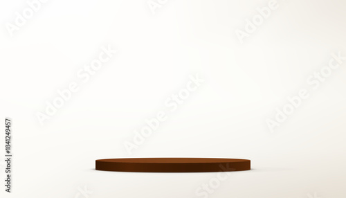 Beige and White Background Empty Room Studio with Brown podium Space for selling products. Vector illustration.