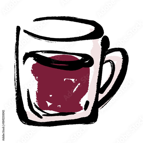 ホットワインの筆描きイラスト素材