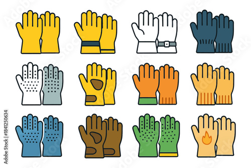 Various colorful glove styles and designs for different uses.