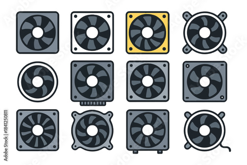 Collection of computer cooling fans in various designs for optimal heat management.