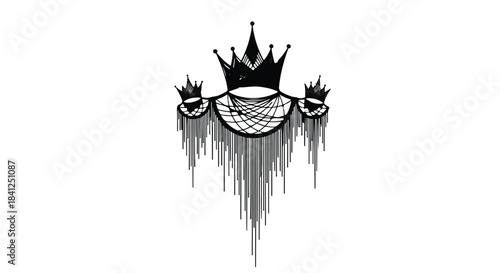 Ornate crown with dripping effect and decorative elements, symbolizing royalty and decay.