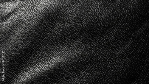 Black Leather Texture with Detailed Grain Pattern