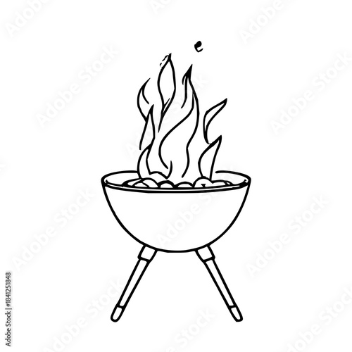Minimalist BBQ line drawing featuring clean modern outlines, perfect for grill-themed graphics, food branding, menus, badges, and digital design projects.
