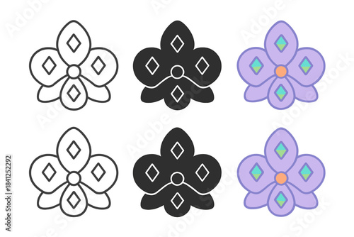 Holographic Orchid Petals. Orchid petals with tiny embedded holographic memory crystals, abstract minimal vector, first in line