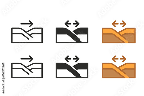 Tectonic Plates Cross-Section. Cross-section of Earth's crust showing shifting tectonic plates, minimal vector icon, first in line