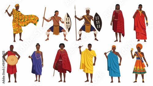 Vibrant collection of diverse African men and women showcasing traditional attire and cultural heritage in stunning detail