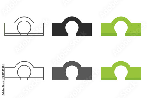 Moon Gate Designs. Overhead plan of moon gate architecture integrated with garden wall, clean geometric proportion and traditional