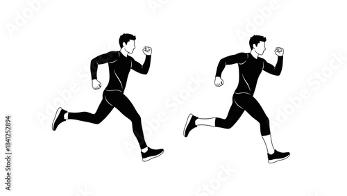 Dynamic runner in motion with energetic stride and determined expression