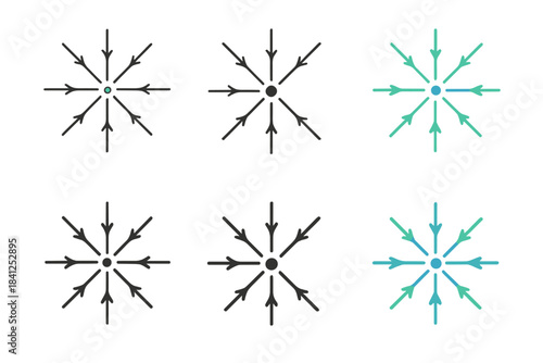 Vector Field Disclination. Vector field with continuous arrows interrupted by a single disclination point, representing topology