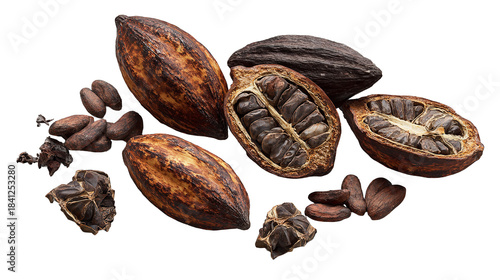 Exploring the Richness of Cocoa Unveiling the Secrets of Flavor and Aroma with a Dark on transparent background
