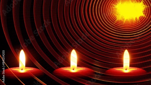 3 third advent, 3 candles are burning with sparkling stars, animated video