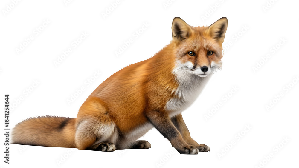 Fototapeta premium Red Fox, isolated on white or transparent background. PNG
