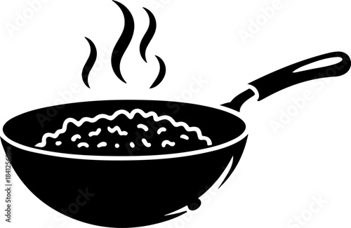 fried rice icon silhouette vector illustration