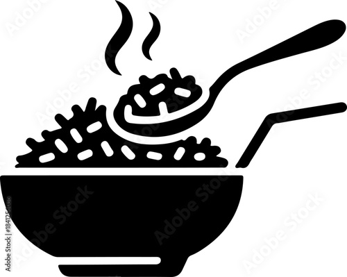 fried rice icon silhouette vector illustration