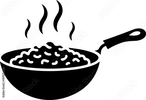 fried rice icon silhouette vector illustration