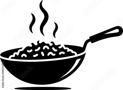 fried rice icon silhouette vector illustration