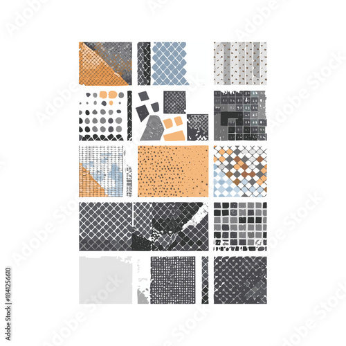 Vector set of abstract icon pattern illustrations for business design and puzzle game elements