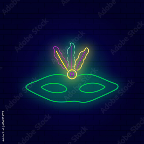 Neon vector illustration of a carnival mask