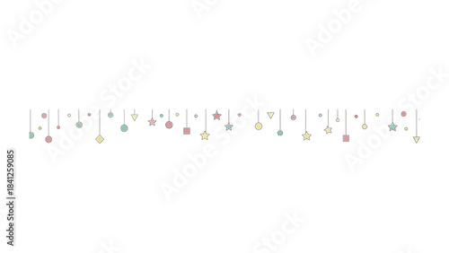 Hanging Decoration : A delightful string of decorative elements, including stars, diamonds, and circle pendants, adding a touch of elegance and whimsy to any design.