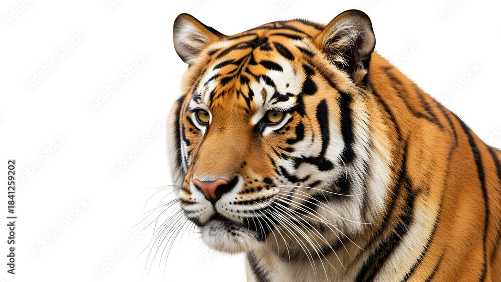 Obraz premium Tiger Portrait, isolated on white or transparent background. PNG
