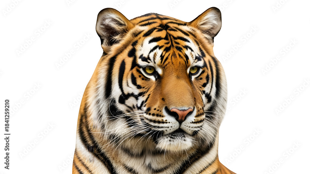 Naklejka premium Tiger Portrait, isolated on white or transparent background. PNG
