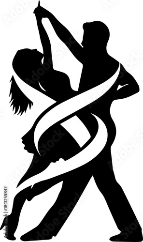 black silhouette dancing couple clip art preview
