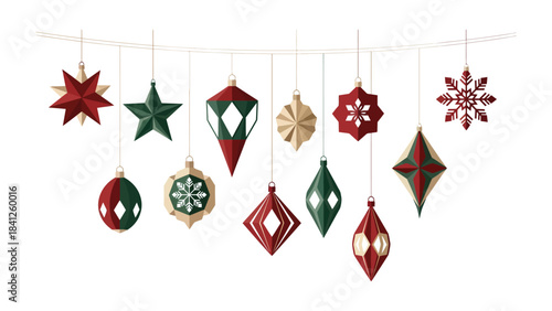 Christmas Ornament Garland: A festive garland of intricately designed ornaments dangles, evoking the warm, joyous spirit of the holiday season, a visual symphony of festive cheer.