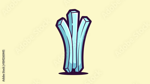 Illustration of Three Blue Crystals Standing Upright on a Light Background.