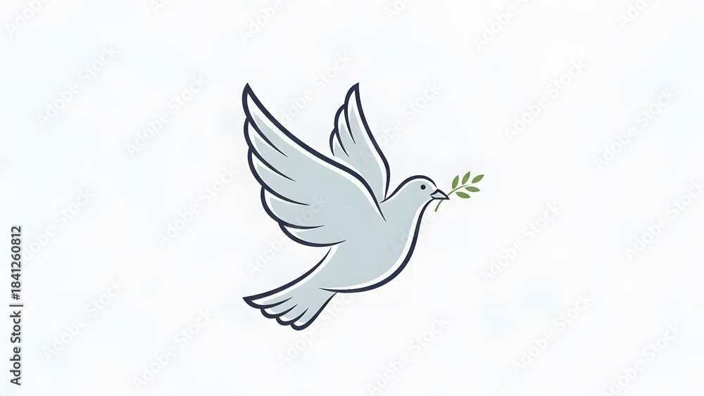 Obraz premium White dove carrying an olive branch