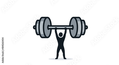 Strong silhouette lifting heavy barbell overhead showcasing fitness, determination, and healthy lifestyle for gym marketing and athletic content