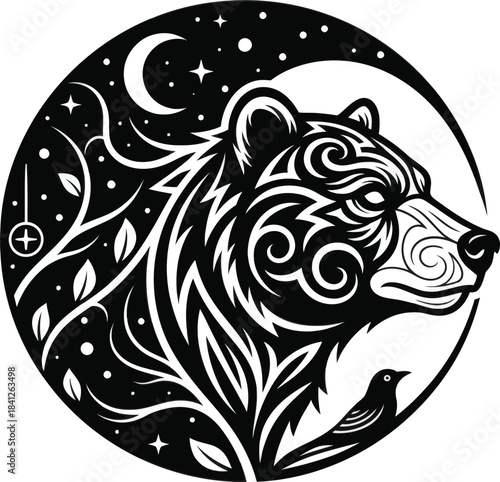 Wallpaper Mural Tribal Bear Symbol in Circle Torontodigital.ca