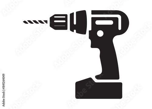 drill machine logo silhouette vector, power drill silhouette vector illustration, construction tool logo silhouette, drilling machine logo silhouettes vector on white background