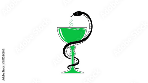 Pharmacy Medical Symbol Illustration – Bowl of Hygieia Healthcare Icon