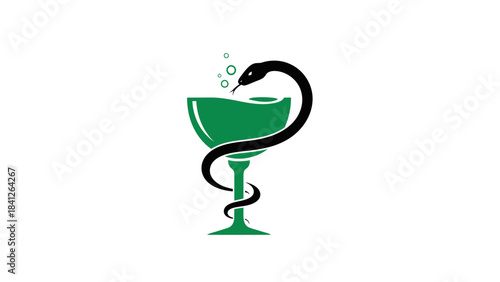 Pharmacy Medical Symbol Illustration – Bowl of Hygieia Healthcare Icon