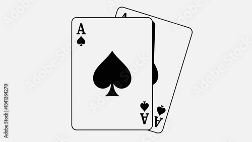 Ace of Spades Playing Cards Icon Illustration – Casino Poker Game Symbol
