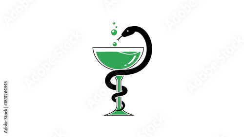 Pharmacy Medical Symbol Illustration – Bowl of Hygieia Healthcare Icon
