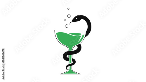 Pharmacy Medical Symbol Illustration – Bowl of Hygieia Healthcare Icon