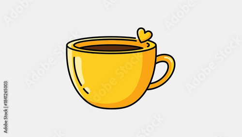 Yellow Coffee Cup with Heart, a Symbol of Love and Warmth.