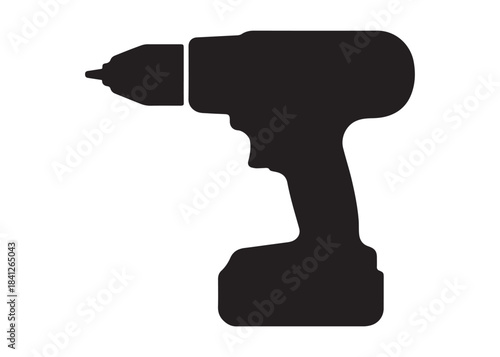 drill machine logo silhouette vector, power drill silhouette vector illustration, construction tool logo silhouette, drilling machine logo silhouettes vector on white background