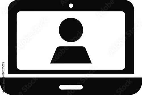 Video Call Laptop Icon Vector