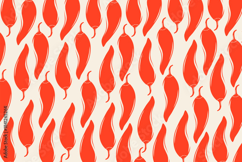 Minimal Chili Pepper Repeat Pattern, Perfect for Wrapping Paper, Branding, and Kitchen Decor