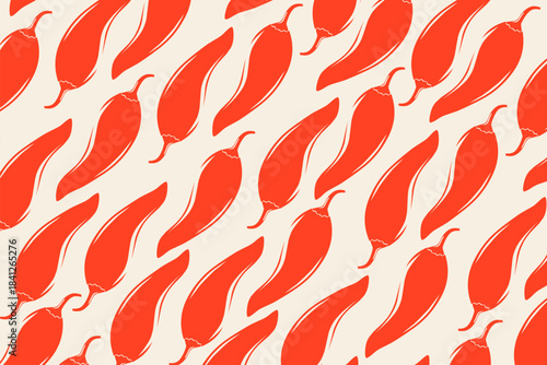 Minimal Chili Pepper Repeat Pattern, Perfect for Wrapping Paper, Branding, and Kitchen Decor