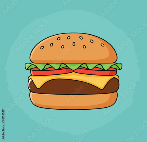 Enjoy a mouth-watering classic cheeseburger featuring savory meat fresh lettuce and ripe tomatoes