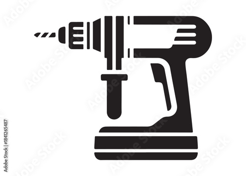 drill machine logo silhouette vector, power drill silhouette vector illustration, construction tool logo silhouette, drilling machine logo silhouettes vector on white background