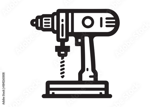 drill machine logo silhouette vector, power drill silhouette vector illustration, construction tool logo silhouette, drilling machine logo silhouettes vector on white background