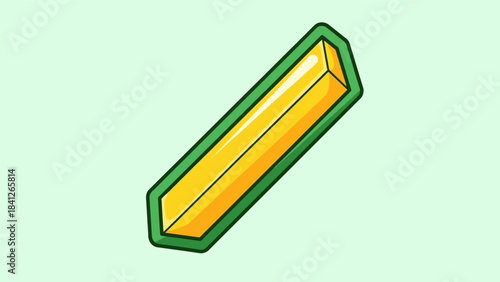 Stylized Gold Bar Illustration with Green Border on Light Background.