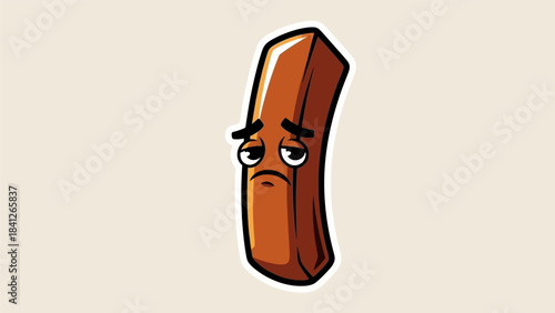 Sad French Fry Cartoon Character with Downcast Expression.